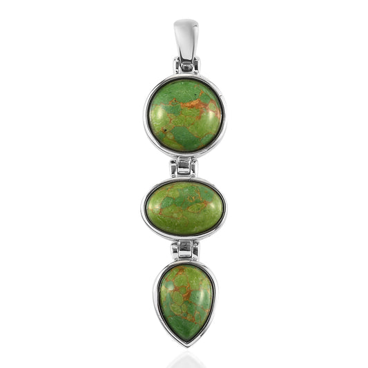 Mojave Green Turquoise Fancy Pendant in Stainless Steel - 17.25 CTW