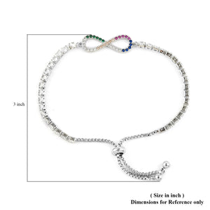 Multi Color Simulated Diamond Infinity Bolo Bracelet