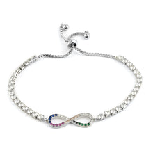 Load image into Gallery viewer, Multi Color Simulated Diamond Infinity Bolo Bracelet
