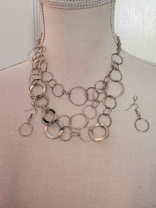 Multi Hoop Necklace and Earrings