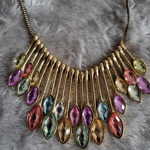 Multi color gemstone drop necklace Necklace Whimsicalia 