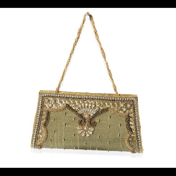 Beaded Black and Gold Evening Bag