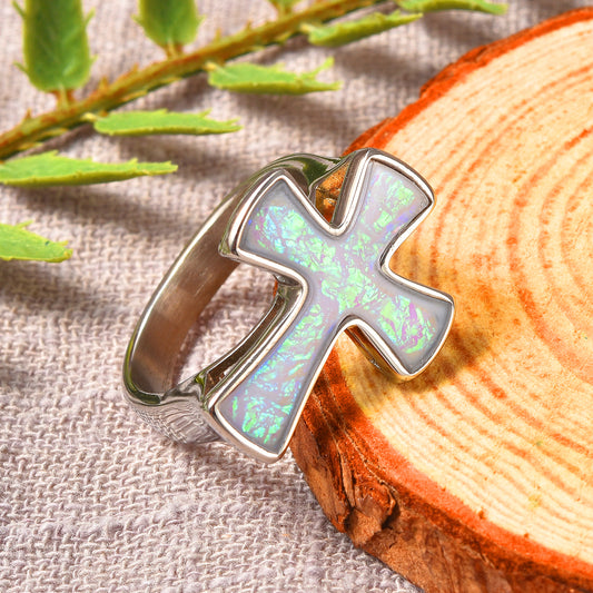 Opal Cross Ring