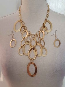 Oval Shape Hoop Necklace and Earrings