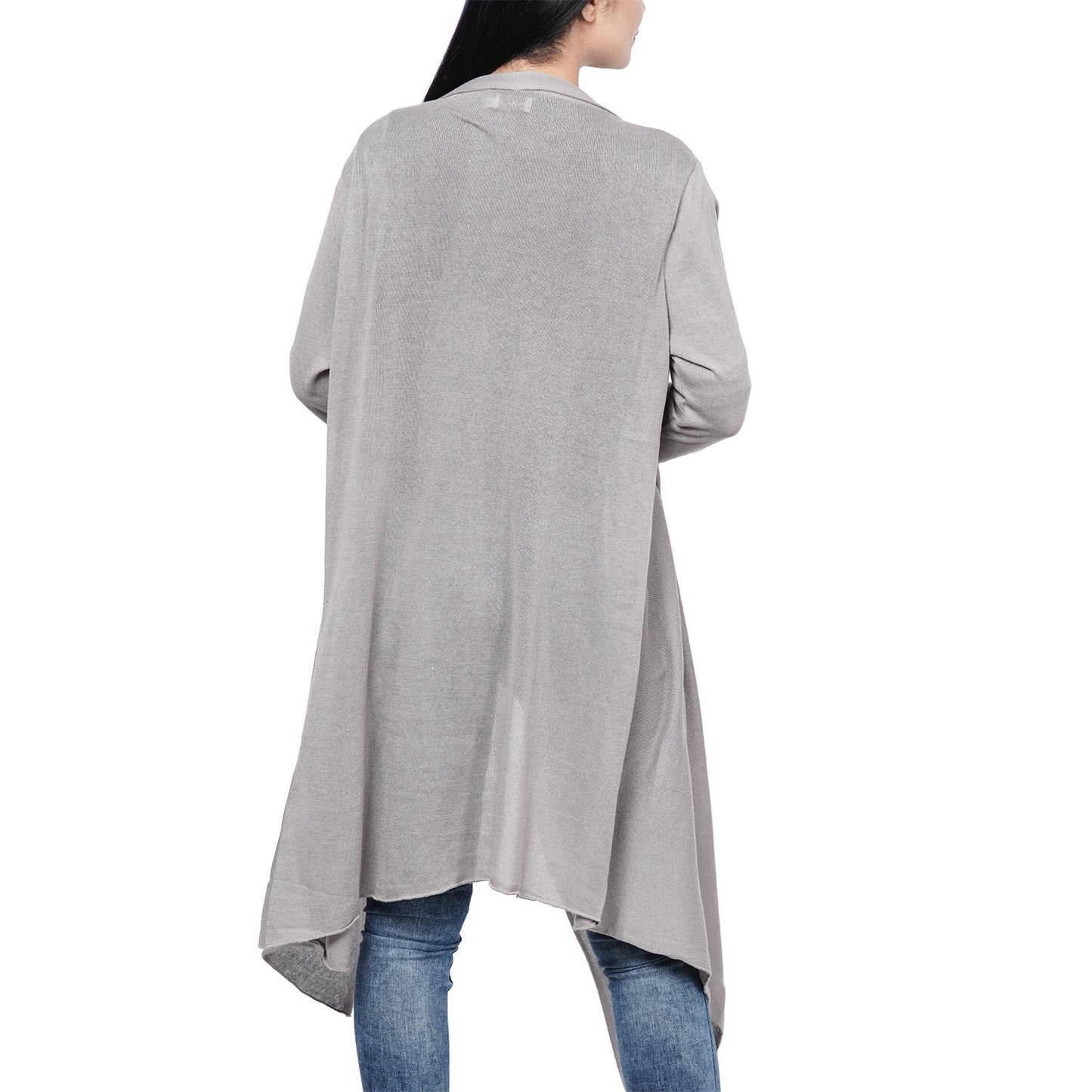 100% Cotton Knit Long Sleeve Waterfall Cardigan