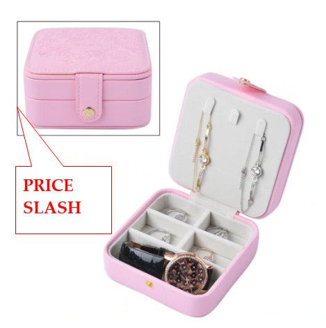 Pink Embossed Travel Jewlery Box with Velvet Anti Scratch Interior