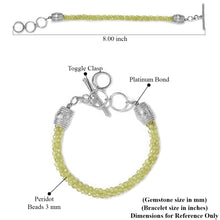 Load image into Gallery viewer, Handcrafted Peridot Beaded Toggle Clasp Bracelet in Platinum
