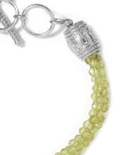 Load image into Gallery viewer, Handcrafted Peridot Beaded Toggle Clasp Bracelet in Platinum
