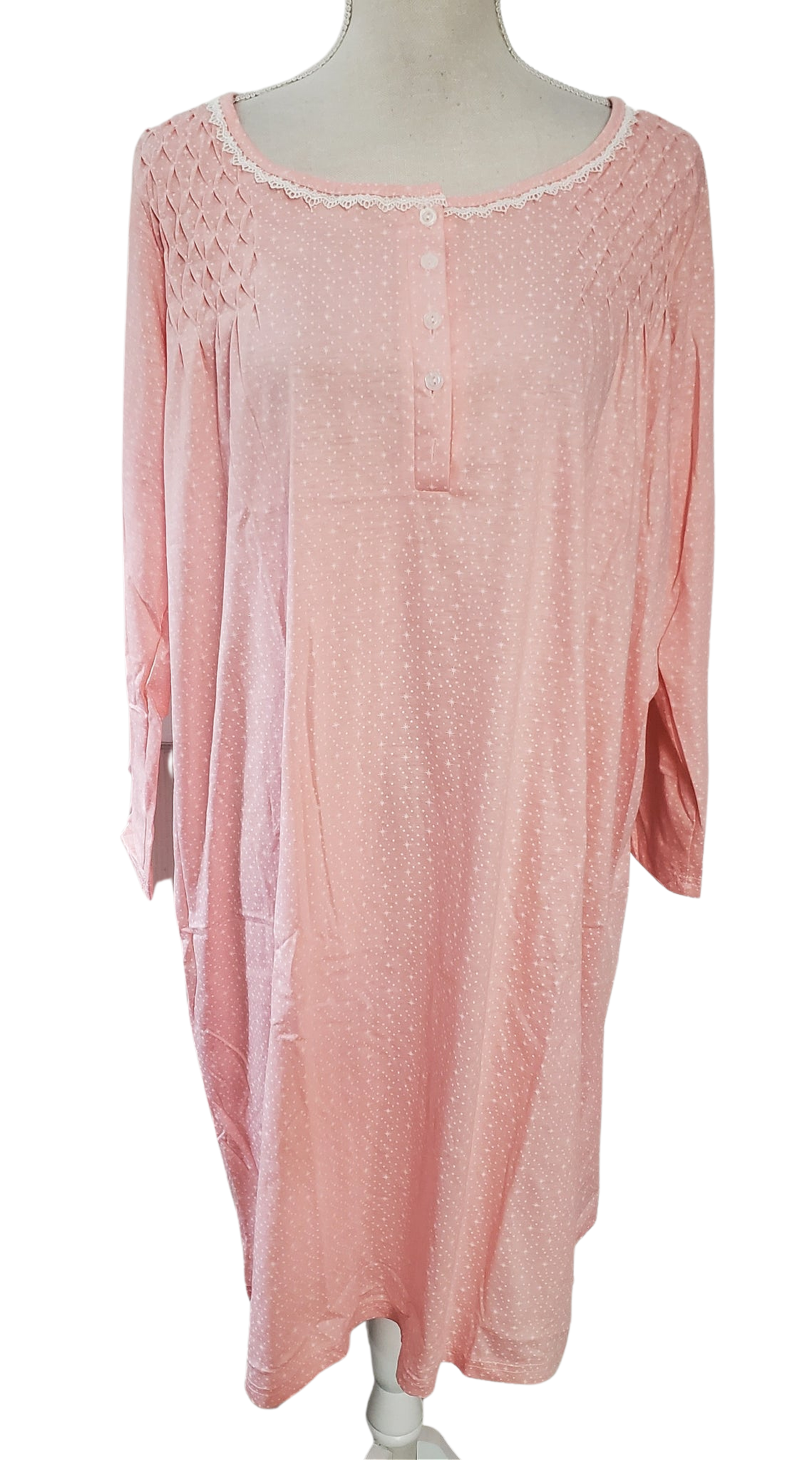 Pink Swiss Dot Smocked Nightgown