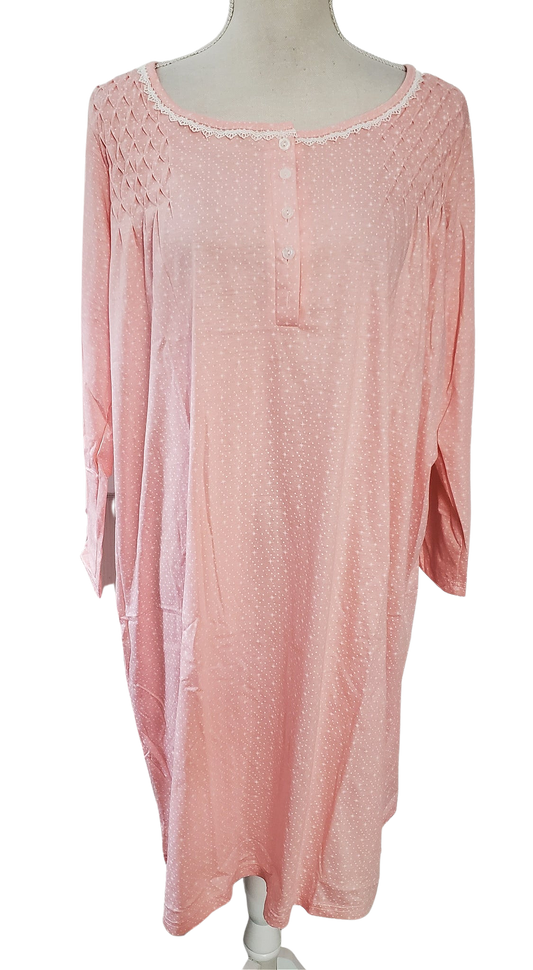 Pink Swiss Dot Smocked Nightgown