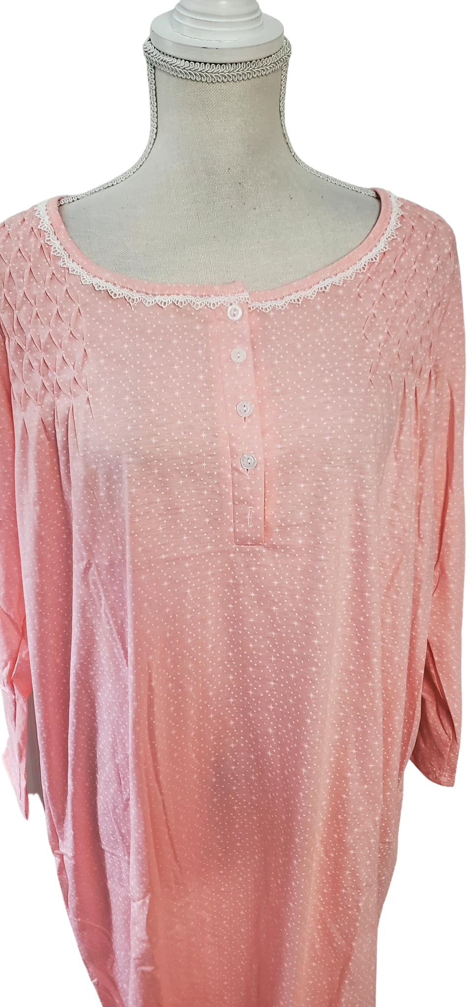 Pink Swiss Dot Smocked Nightgown