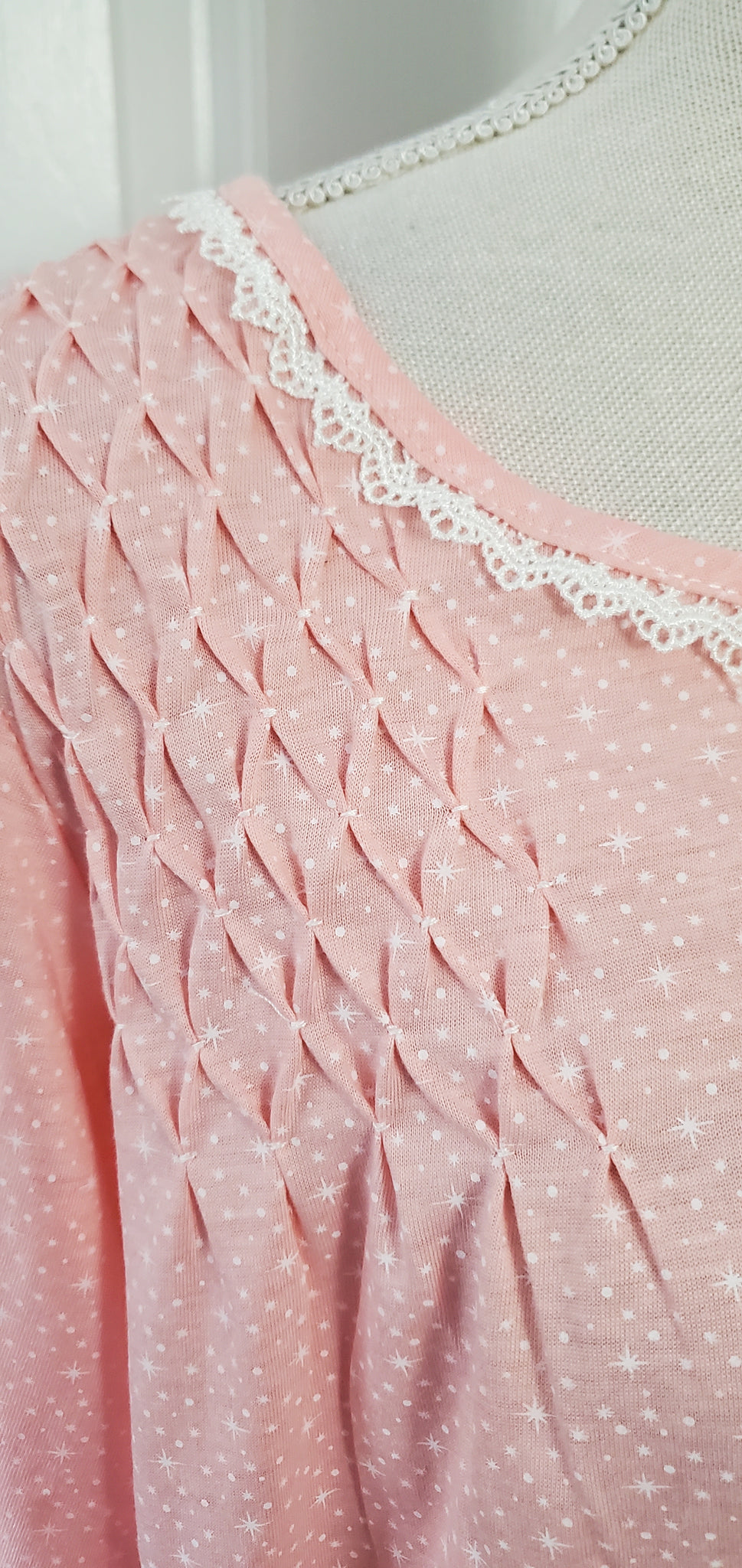 Pink Swiss Dot Smocked Nightgown