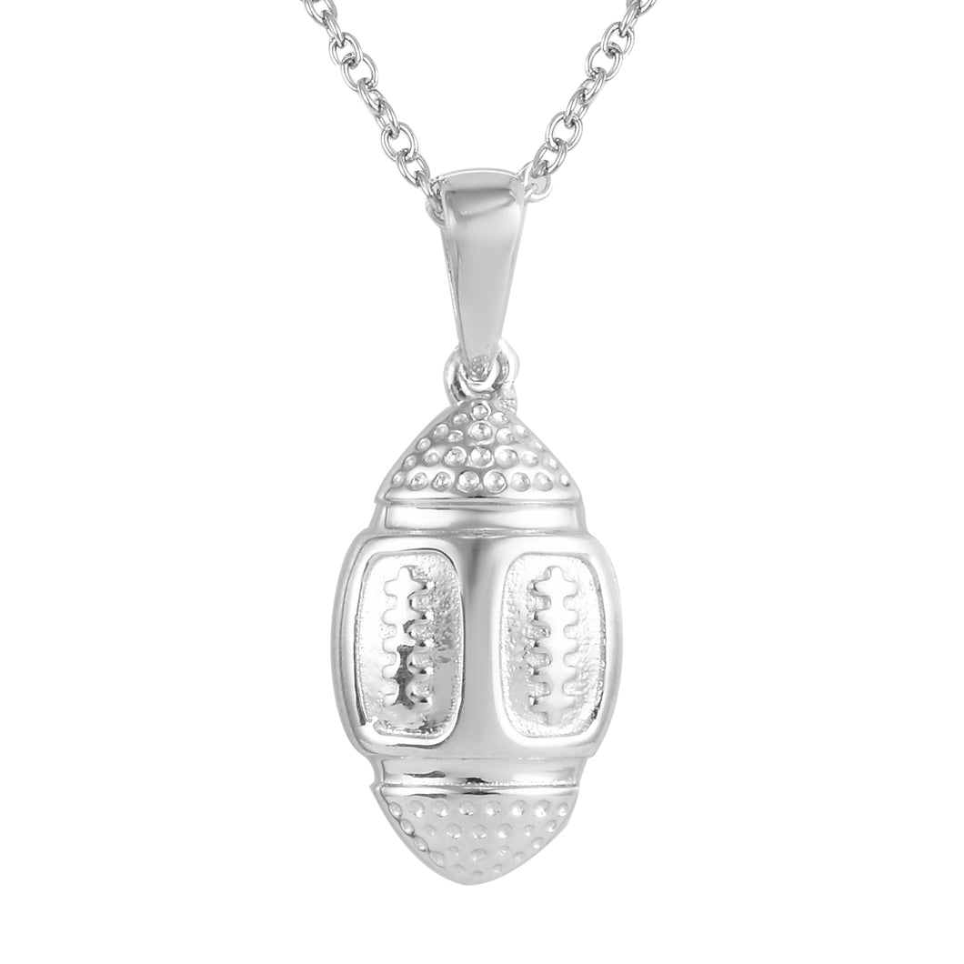Platinum Over Sterling Silver Football Necklace