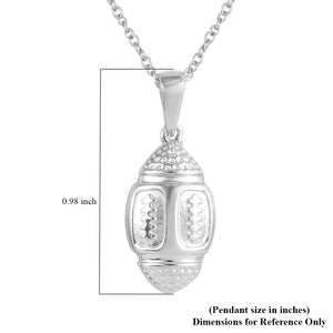 Platinum Over Sterling Silver Football Necklace