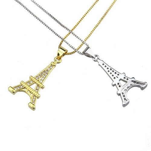 Platinum Plated Eiffel Tower Necklace