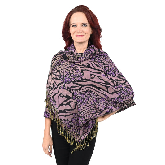 Pashmina Purple Animal Print Shawl