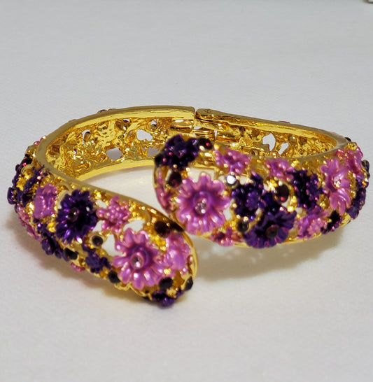 Purple Curved Crystal Enameled Bracelet