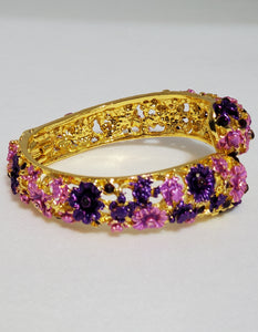 Purple Curved Crystal Enameled Bracelet