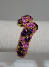 Load image into Gallery viewer, Purple Curved Crystal Enameled Bracelet
