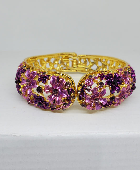 Purple Hand Painted Crystal Enameled Bracelet