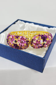 Purple Curved Hand Painted Crystal Enameled Bracelet