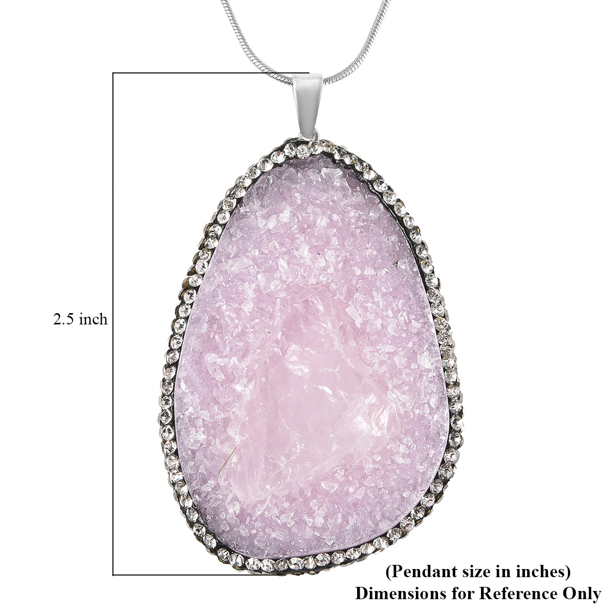 Purple Drusy Quartz, White and Hematite Austrian Crystal Pendant Necklace 20 Inches