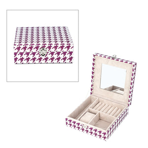 Purple and White Houndstooth Pattern Jewelry Box