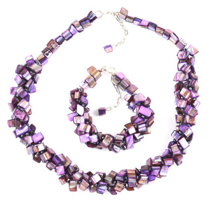 Handmade Purple Seed Beads Bracelet (8-10 in) and Necklace (20-22 in)