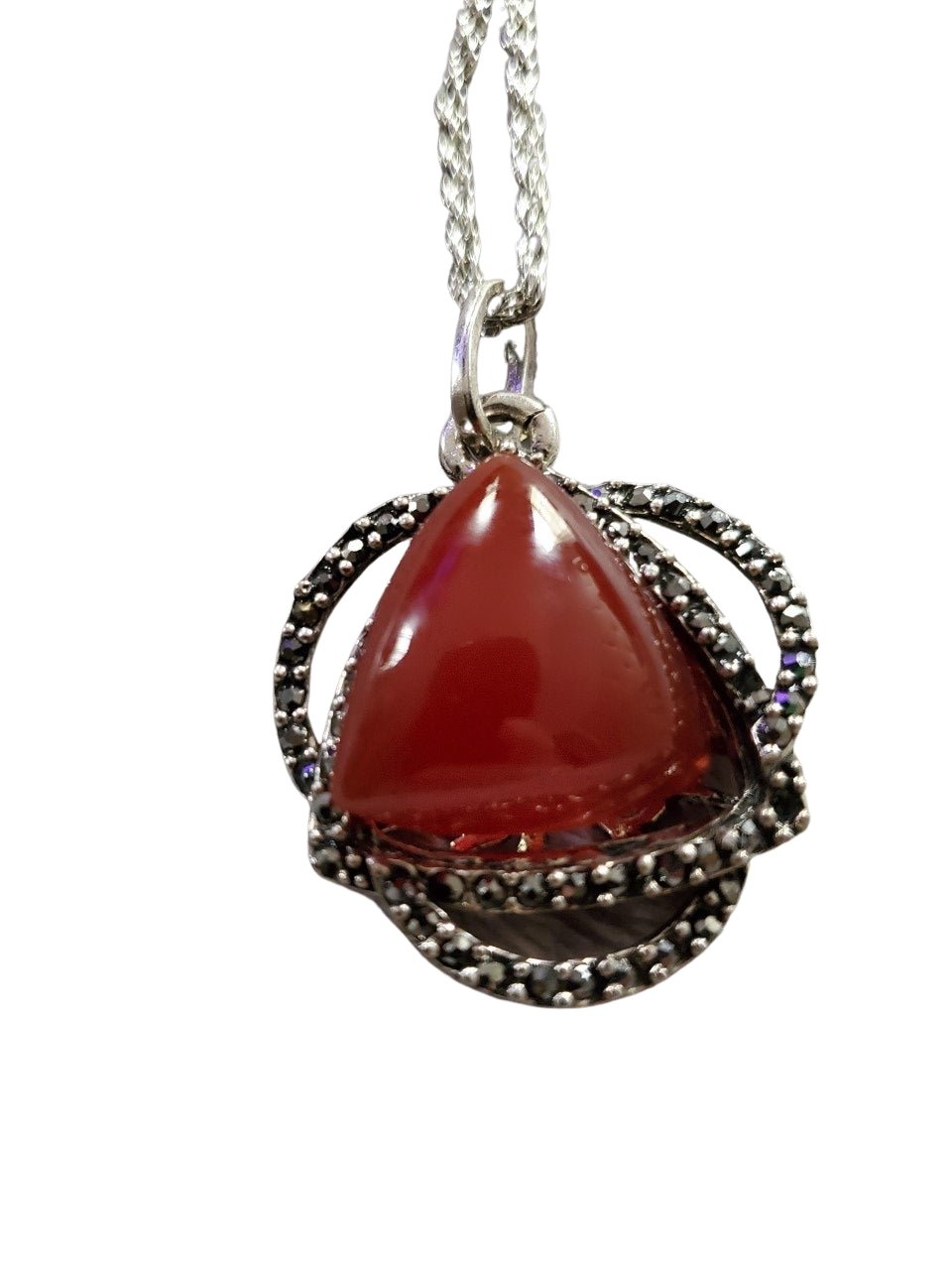 Red Agate Necklace in Sterling Silver