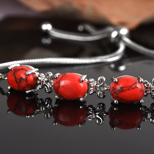 Red Howlite Bolo Bracelet