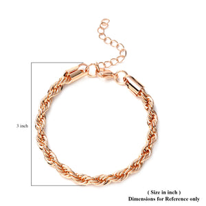 Twisted Rope Chain Bracelet in Rose Gold or Silver Unisex