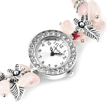 Load image into Gallery viewer, 2 pc Rose Quartz, White Austrian Crystal Charm Bracelet Watch and Matching Bracelet

