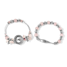 Load image into Gallery viewer, 2 pc Rose Quartz, White Austrian Crystal Charm Bracelet Watch and Matching Bracelet
