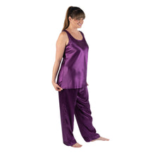 Load image into Gallery viewer, Purple,  Sleeveless, Silk, Satin, Pajama Set Size Medium
