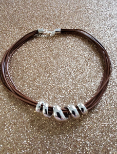 Faux Leather Necklace and Twisted Bracelet