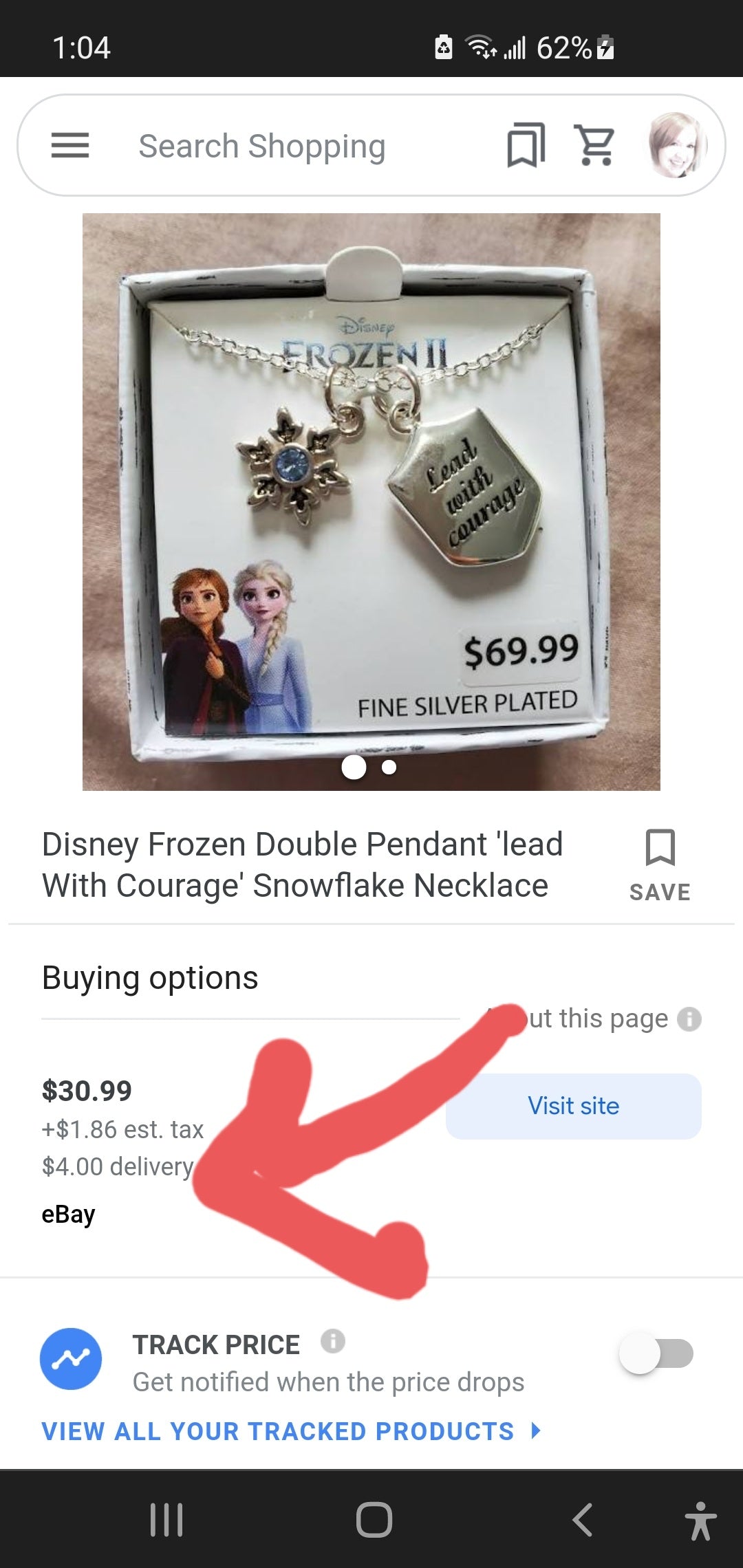 Disney Frozen II "Lead with Courage" Pendant Necklace