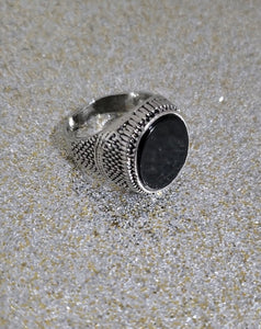 Men's Black Onyx Sterling Silver Ring Size 13