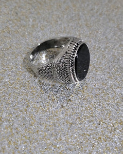 Men's Black Onyx Sterling Silver Ring Size 13