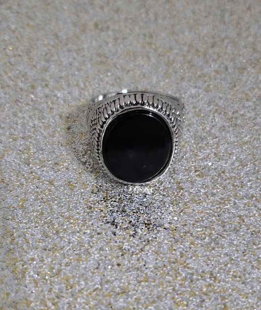 Men's Black Onyx Sterling Silver Ring Size 13