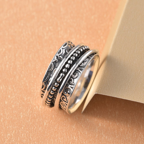 Scrolled Silver Spinner Ring