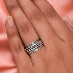 Scrolled Silver Spinner Ring