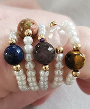 Load image into Gallery viewer, Your Choice Multi Gemstone Pearl Bead Stretch Rings
