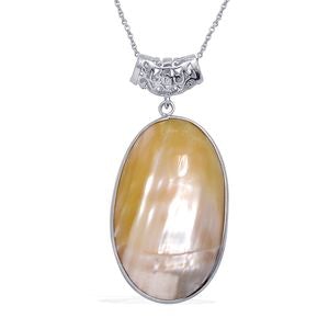 Genuine Mother of Pearl Shell Pendant With Chain (20 in) TGW 75.00 cts.