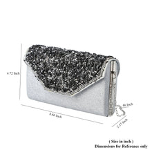 Load image into Gallery viewer, Shungite, Silver Gilded Fabric Clutch Bag with Detachable Chain Shoulder Strap
