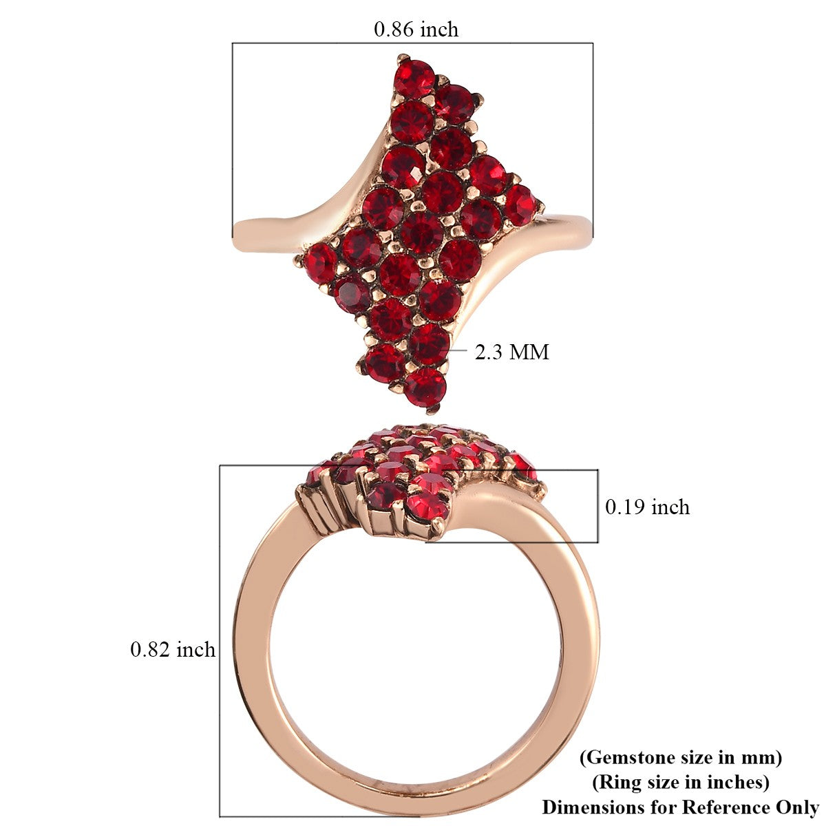 Siam Crystal Bypass Ring Size 7