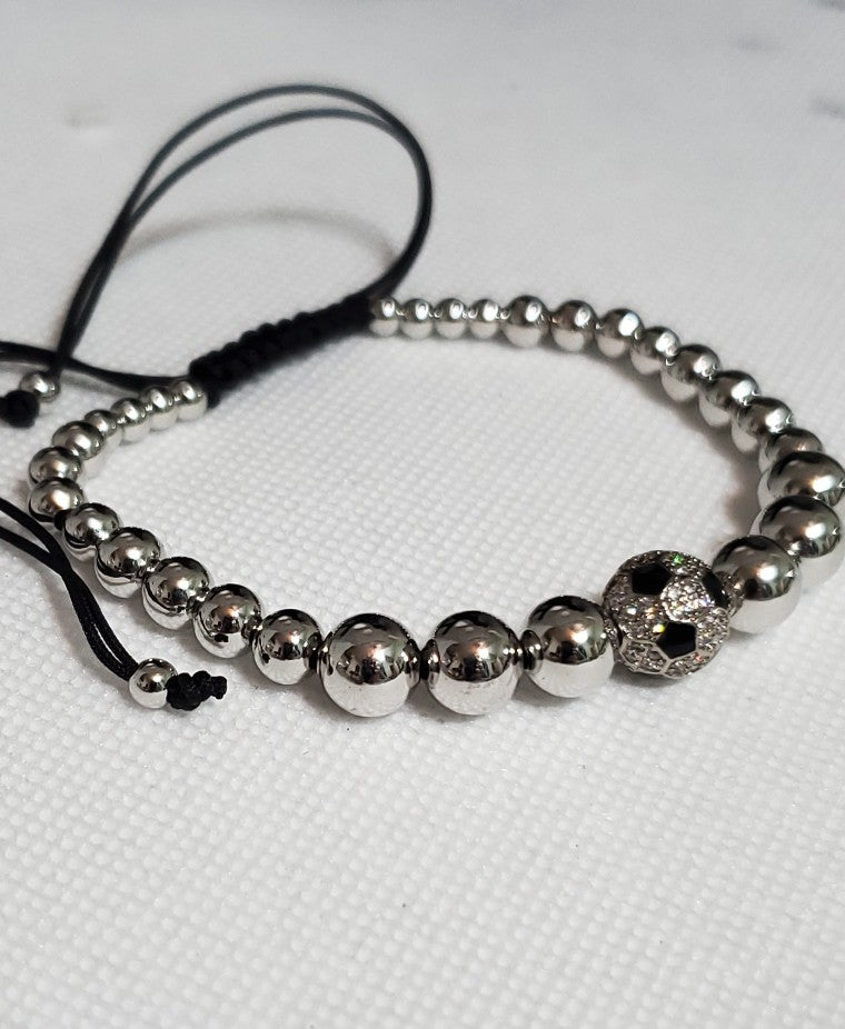 Unisex Silver Bead Bracelet