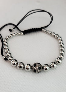 Unisex Silver Bead Bracelet
