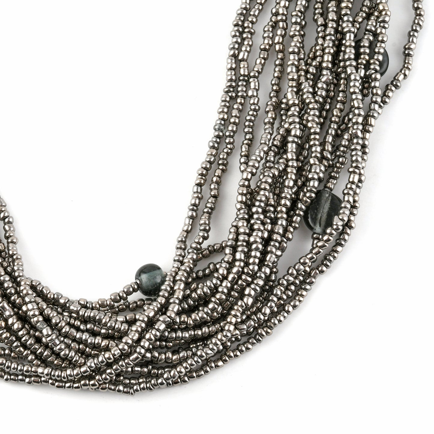 Handmade Silver Seed Beads Multi Strand Necklace and Bracelet