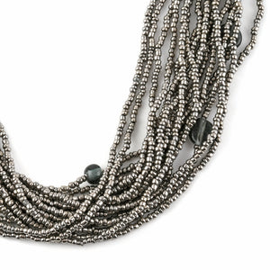 Handmade Silver Seed Beads Multi Strand Necklace and Bracelet
