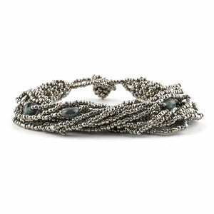 Handmade Silver Seed Beads Multi Strand Necklace and Bracelet
